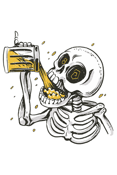 StoryGift Romania Sticker Autocolant 70CM Cu Schelete Om Turnand O Halga De Bere In Gura, Alcool, Haios, Barbati