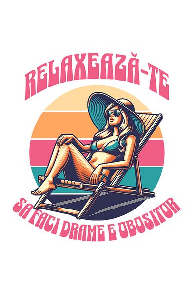 StoryGift Romania Sticker Eticheta 50CM Adeziv relaxeaza-te femeie sa faci drame e obositor plaja cu Margini Alb