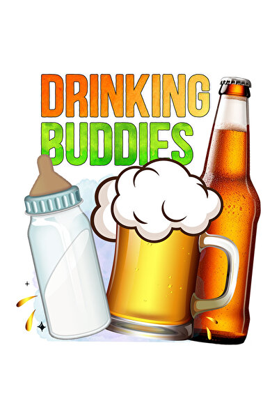 StoryGift Romania Sticker Autocolant 70CM cu mesajul "Drinking buddies", bautura, alcool, bere, amici, tata, ilu