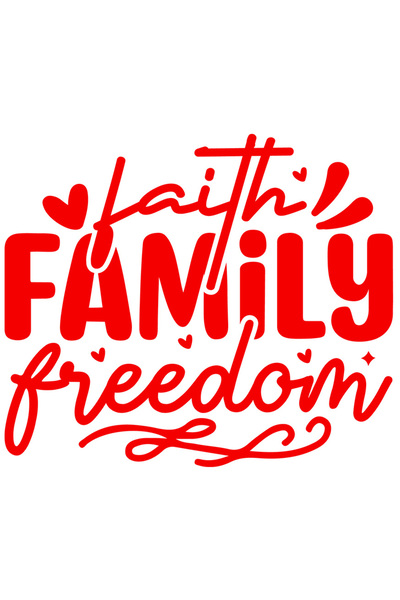 StoryGift Romania Sticker Autocolant 30CM Exterior cu inimioare si textul in engleza "Faith, family, freedom" -