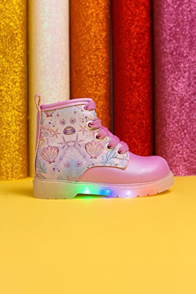 Limoya Gifty Lila Deniz Canlısı Baskılı Bağcıklı Işıklı Bebe Bot