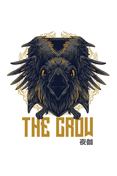 StoryGift Romania Sticker Eticheta 40CM Cu Corb In Zbor Portret Zoom, Text In Engleza The Crow, Text Chineza, Iu