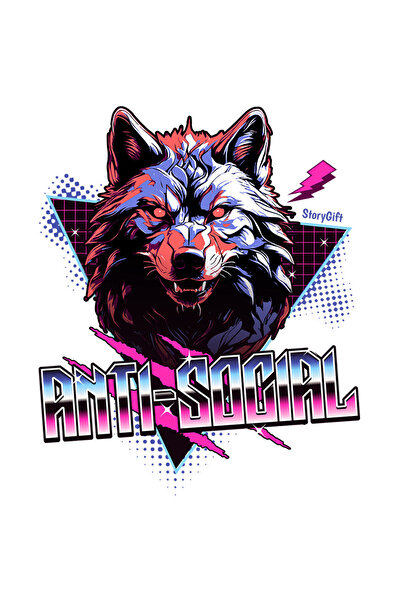 StoryGift Romania Sticker Cu Portret Animal Lup Furios Cu Colti Si Ochii Rosi...