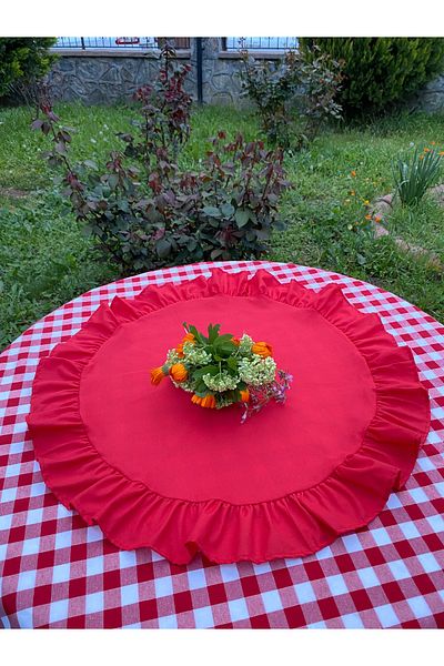 LILYUM Cotton Polyester Frilly Round Runner 60cm