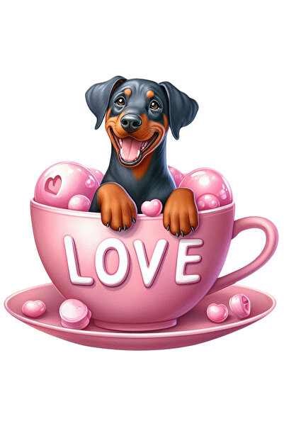 StoryGift Romania Sticker Eticheta 40CM cu un catel care sta intr-o ceasca, i...