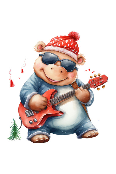 StoryGift Romania Sticker Autocolant 70CM cu un hipopotam vesel care canta la...