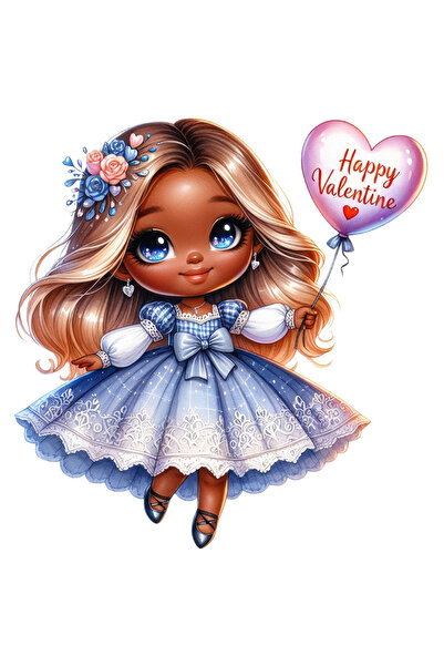 StoryGift Romania Sticker Eticheta 50CM cu o fetita draguta care tine un balo...