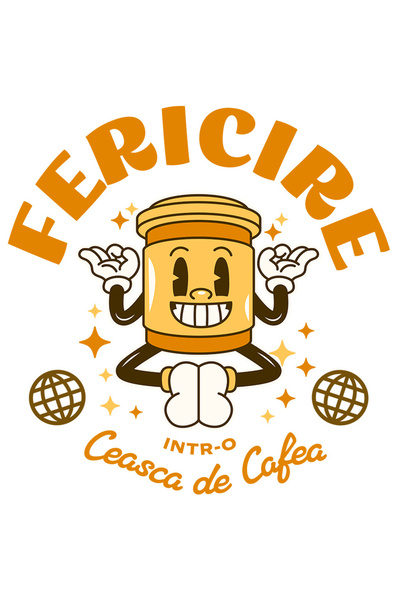 StoryGift Romania Sticker Eticheta 50CM cu Pahar Vesel De Cafea Pozitie De Yo...