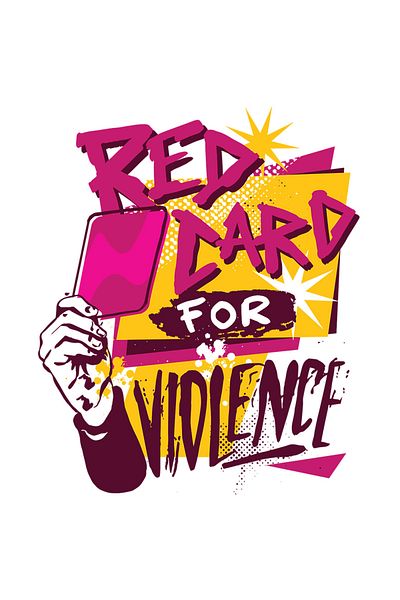 StoryGift Romania Sticker Eticheta 50CM Cu Text In Engleza Red card For Violance, Stop Violenta, Fara Abuz, Mult