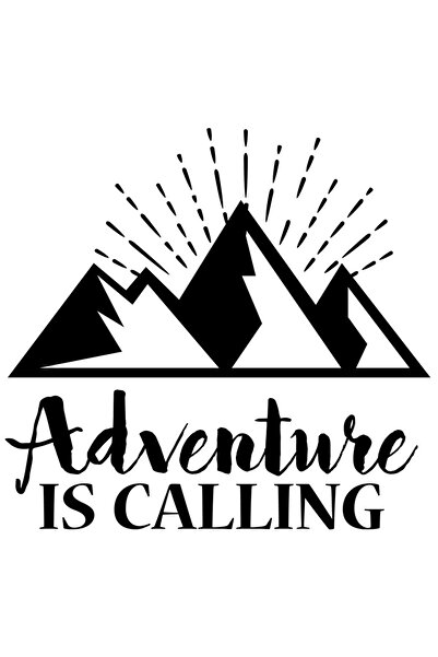 StoryGift Romania Sticker Adeziv 90CM Exterior cu ilustratie afisand munti si mesajul "Adventure is calling" - a