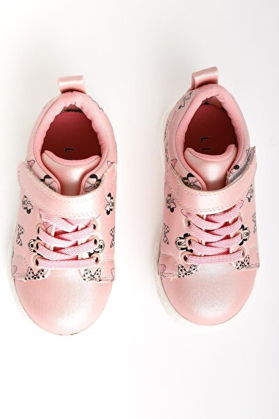 Limoya Eini Pink Cartoon Character Printed Lace up Baby Sports Shoes with Ratchet Detail
