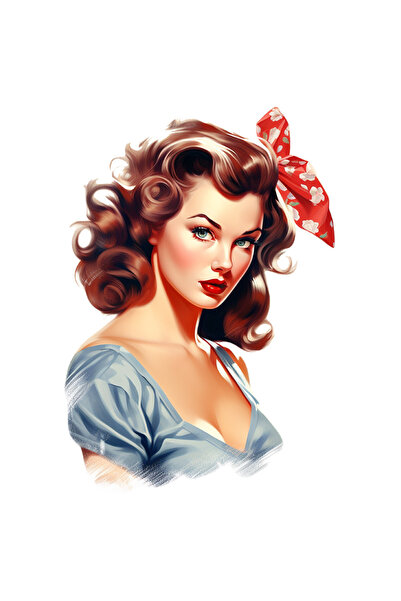 StoryGift Romania Sticker Autocolant 70CM cu o femeie cu par saten, ilustrati...