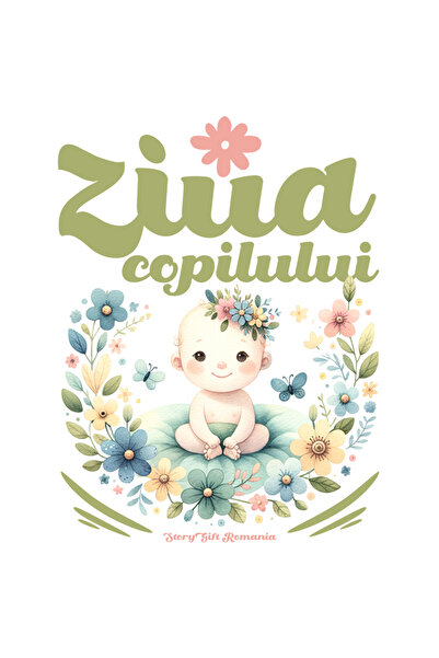 StoryGift Romania Sticker Adeziv 90CM Adeziv ziua copilului bebe flori vegeta...