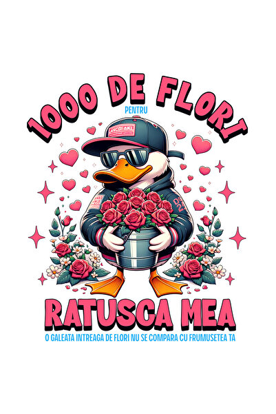 StoryGift Romania Sticker Eticheta 50CM Adeziv Rata gangster cu flori mesaj r...