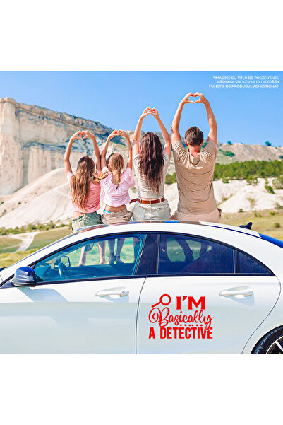 StoryGift Romania Sticker Autocolant 70CM Exterior cu o lupa si mesajul "I'm basically a detective" - practic su