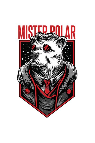 StoryGift Romania Sticker Eticheta 50CM Cu Urs Polar Cu Ochelarii De Soare In Costum Cu Cravata, Text In Engleza