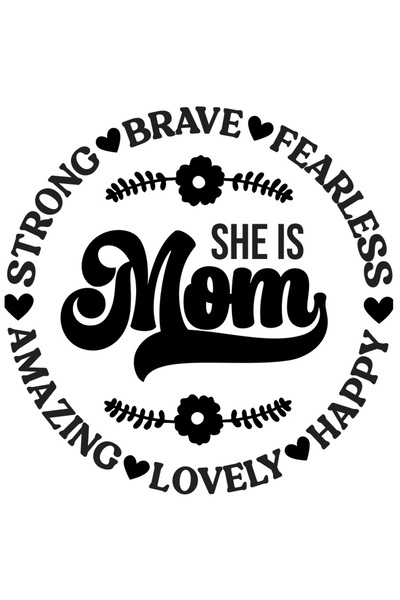 StoryGift Romania Sticker Adeziv 90CM Cu Text In Engleza She Is Mom Strong Brave Fearless Happy lovely, Bara Flo