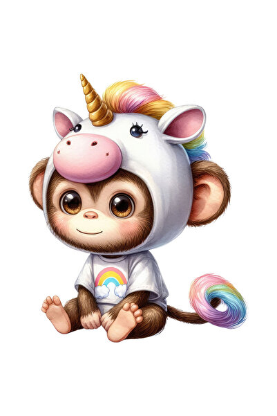 StoryGift Romania Sticker Autocolant 70CM cu o maimutica costumata in unicorn...