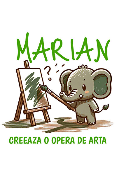 StoryGift Romania Sticker Eticheta 50CM cu Elefant Pui Artistic Cu Pensula Pictura Si Tablou Canvas Text Marian