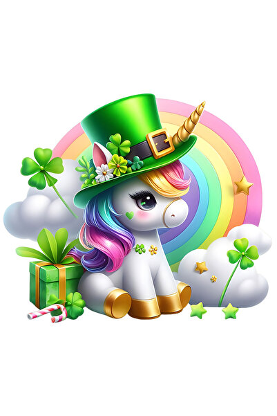 StoryGift Romania Sticker Eticheta 50CM cu un unicorn, ilustratie, poarta o p...