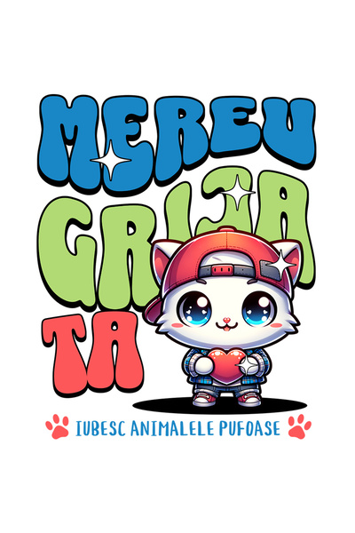 StoryGift Romania Sticker Eticheta 40CM Adeziv pisica cu inima mereu grija ta inima, iubitorii de animale cu Mar