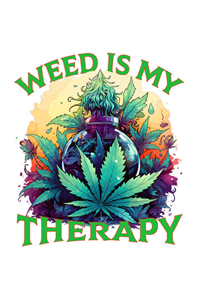 StoryGift Romania Sticker Adeziv 90CM cu mesajul "Weed is my therapy", stilul...