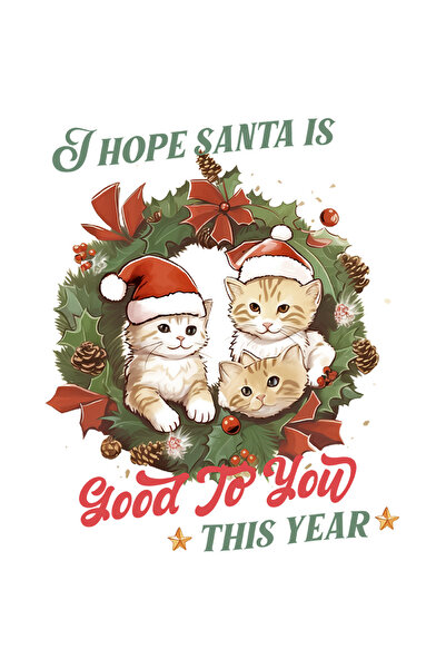 StoryGift Romania Sticker Eticheta 40CM cu pisoi cu mesajul "I hope Santa is ...