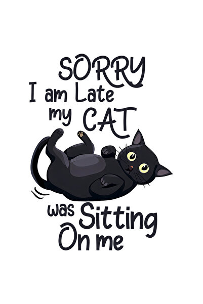 StoryGift Romania Sticker Eticheta 40CM cu pisica neagra cu mesajul "Sorry I ...