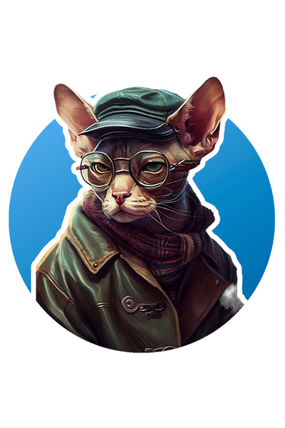 StoryGift Romania Sticker Autocolant 70CM Cu Pisica Sphynx, Rasa, Ochelari, S...