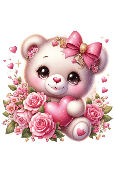 StoryGift Romania Sticker Adeziv 90CM cu o ursoaica de plus vesela, ilustrati...