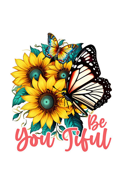 StoryGift Romania Sticker Autocolant 70CM cu fluturi pe flori de floarea-soar...