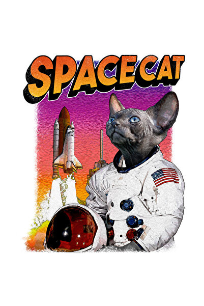 StoryGift Romania Sticker Adeziv 90CM Cu Pisica In Costum De astronaut, Rache...