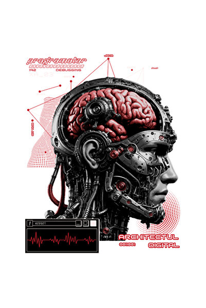 StoryGift Romania Sticker Eticheta 40CM Adeziv Barbat Robot Programator in spatele tuturor lucrurilor cool! cu M