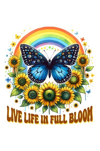 StoryGift Romania Sticker Cu Mesajul "live Life In Full Bloom", Traieste Viata, Ilustratie, Motivational, Fl