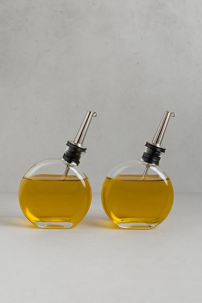 Mirilliahome 2-Piece Silver Lid Glass Oil Pot Sauce Bowl Vinegar Bowl 350 ml