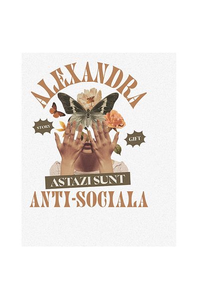 StoryGift Romania Sticker Eticheta 40CM cu Chip Feminin Acoperit DE Flori Si Fluture Text Alexandra Astazi sunt