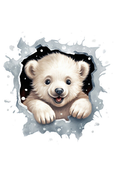 StoryGift Romania Sticker Eticheta 50CM cu un ursulet polar care scoate capul...