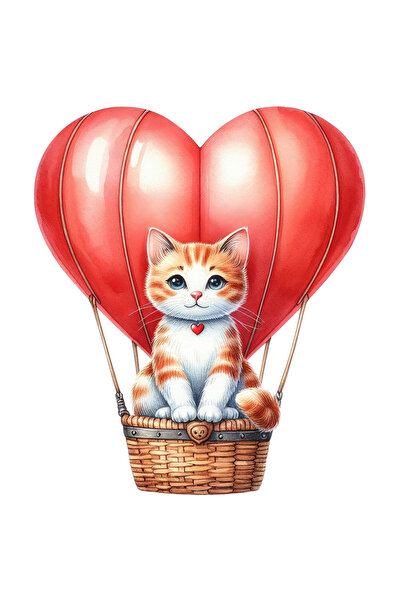 StoryGift Romania Sticker Adeziv 90CM cu o pisicuta care se plimba cu un balo...