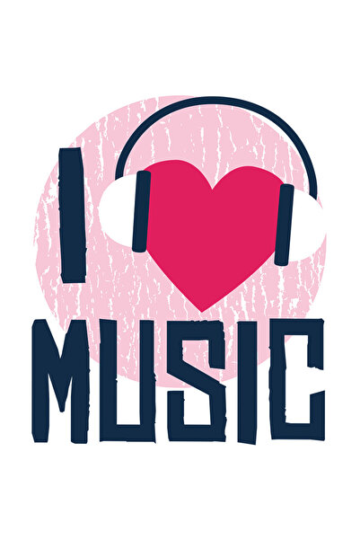 StoryGift Romania Sticker Adeziv 90CM Cu Mesaj In Engleza I Love Music, Casti...