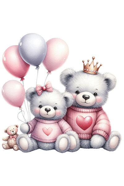 StoryGift Romania Sticker Eticheta 50CM cu o ursoaica si un urs, ilustratie, ...