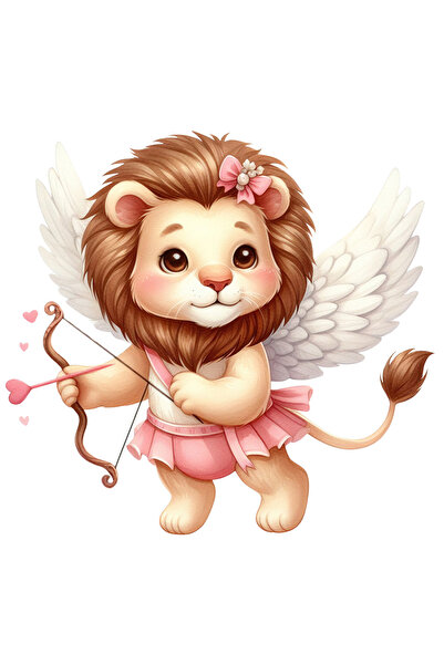 StoryGift Romania Sticker Autocolant 70CM cu un leu care trage cu arcul, ilustratie, Cupidon, aripi, Valentine's