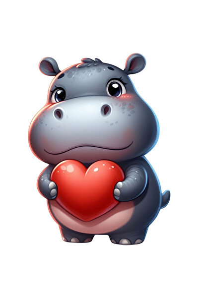 StoryGift Romania Sticker Autocolant 70CM cu un pui de hipopotam, ilustratie,...