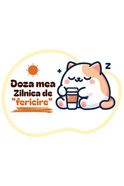 StoryGift Romania Sticker Adeziv 90CM Adeziv Pisica Iubitoare DE Cafea Text H...