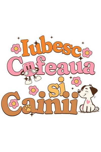 StoryGift Romania Sticker Autocolant 70CM Adeziv Iubesc cafeaua si caini animale mama cu Margini Albe, PVC Vinyl