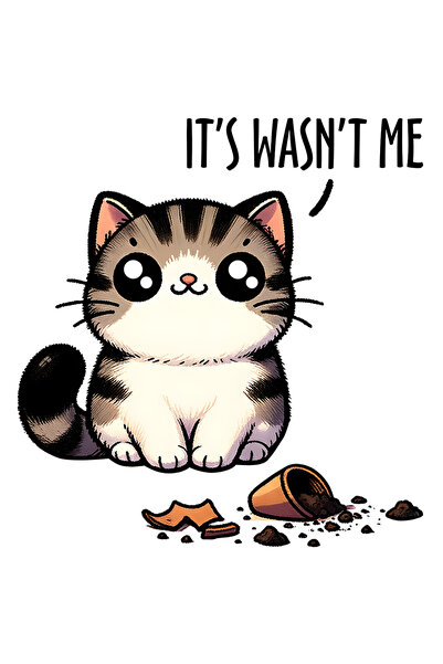 StoryGift Romania Sticker Adeziv 90CM cu o pisicuta care a spart o vaza cu me...