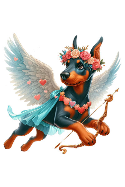 StoryGift Romania Sticker Adeziv 90CM cu un catel surpins, ilustratie, Cupidon, trage cu arcul, indragostire, ar