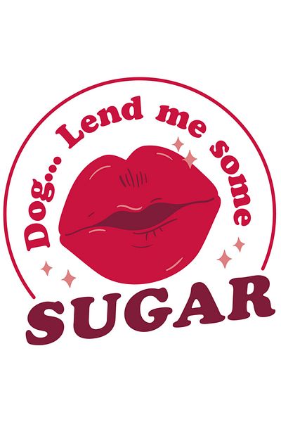 StoryGift Romania Sticker Autocolant 70CM Cu Buze Rosii Mari, Text Dog… Lend Me Some Sugar, Rosu cu Margini Alb