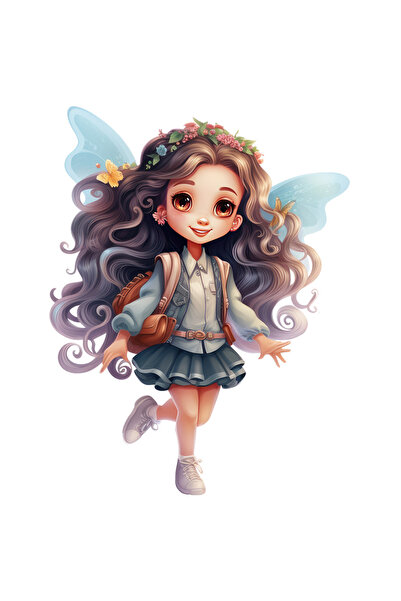 StoryGift Romania Sticker Eticheta 40CM cu o fetita cu aripi de zana care se ...