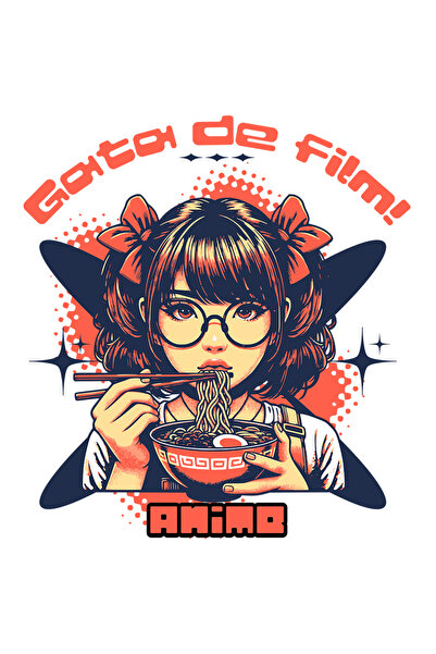 StoryGift Romania Sticker Autocolant 70CM Adeziv Fata mancand sushi, anime, cultura asiatica cu Margini Albe, PV