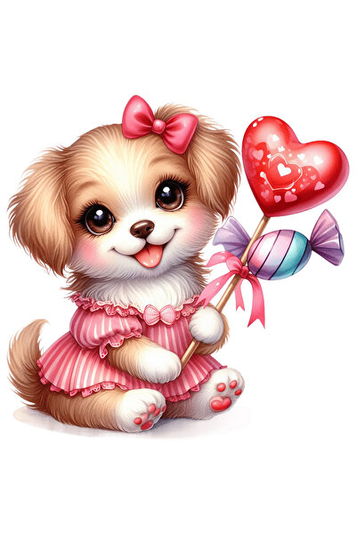 StoryGift Romania Sticker Eticheta 50CM cu o catelusa vesela, ilustratie, fun...